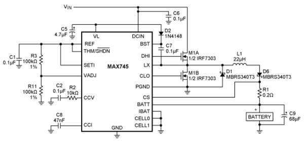 Maxim MAX745 switch-mode charge Maxim MAX745